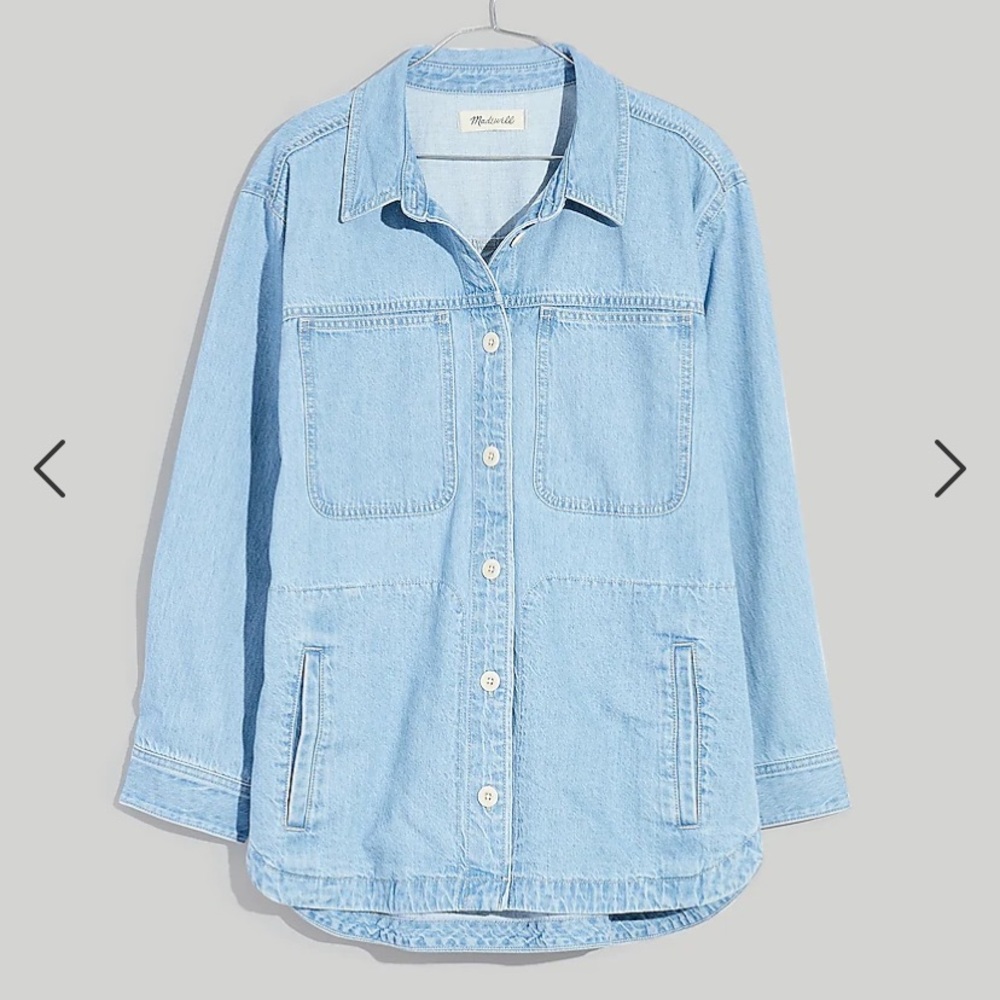 MADEWELL Denim Ames Oversized Shirt-Jacket in Corrigan wash, sz XL